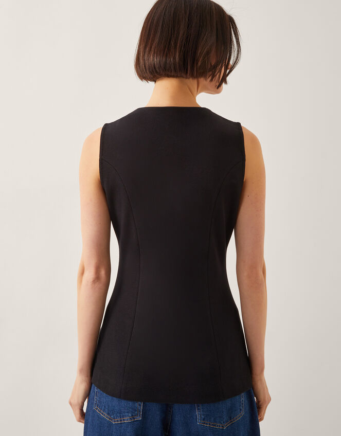 Shelby Stretch Button Waistcoat, Black (BLACK), large