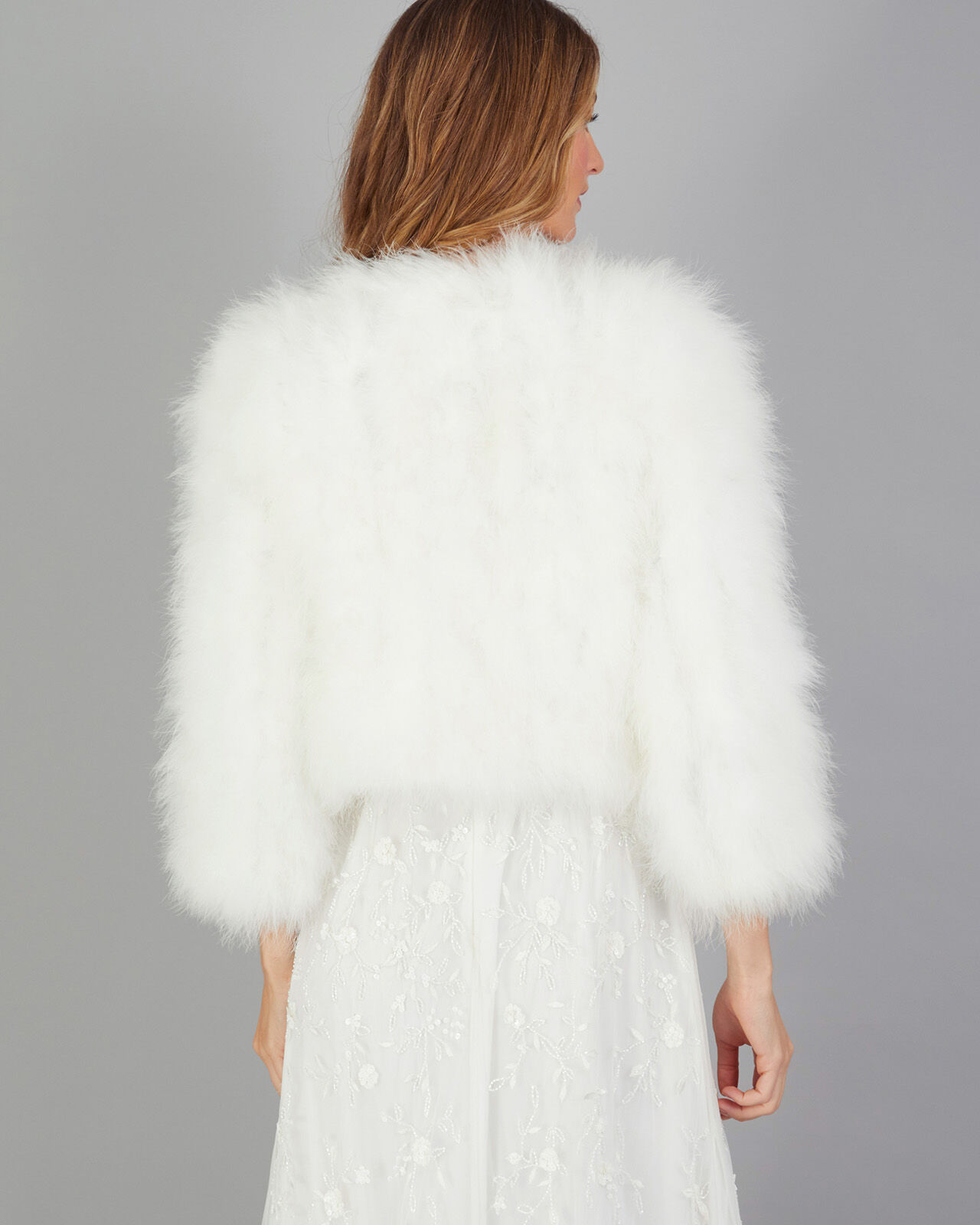 Bridal feather jacket sale