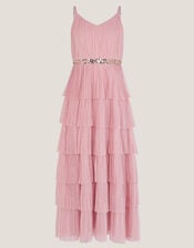 Fiorella Sleeveless Tiered Maxi Dress, Pink (PINK), large
