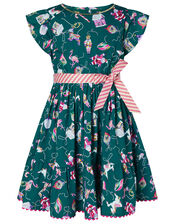 XMAS Bauble Print Dress, Green (GREEN), large