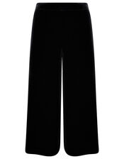 Velvet Cropped Trousers, Black (BLACK), large