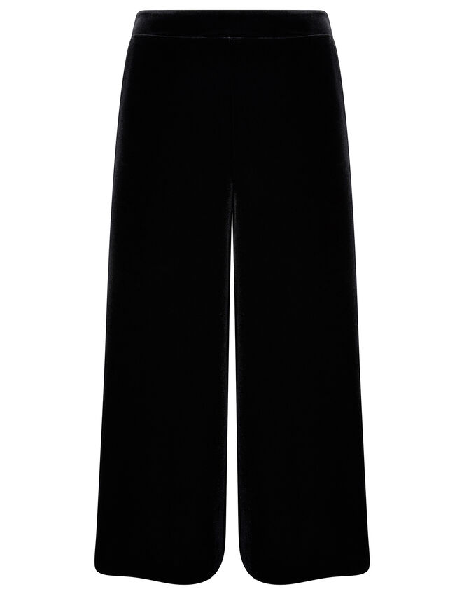 Velvet Cropped Trousers, Black (BLACK), large