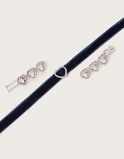 Heart Velvet Choker and Hair Clips Set, , large