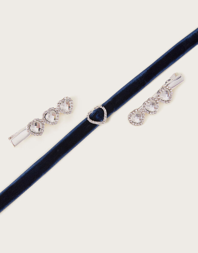 Heart Velvet Choker and Hair Clips Set, , large