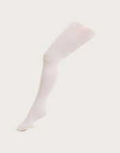 Glitter Heart Tights, White (WHITE), large