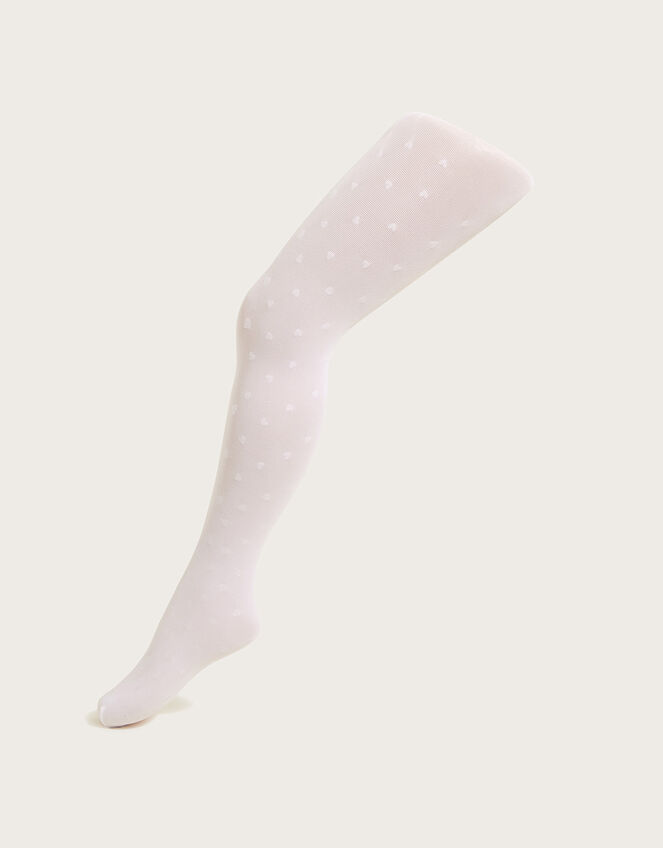 Glitter Heart Tights, White (WHITE), large