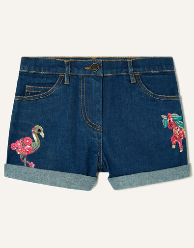 Flamingo and Unicorn Shorts with Sustainable Cotton Blue, Blue (BLUE), large