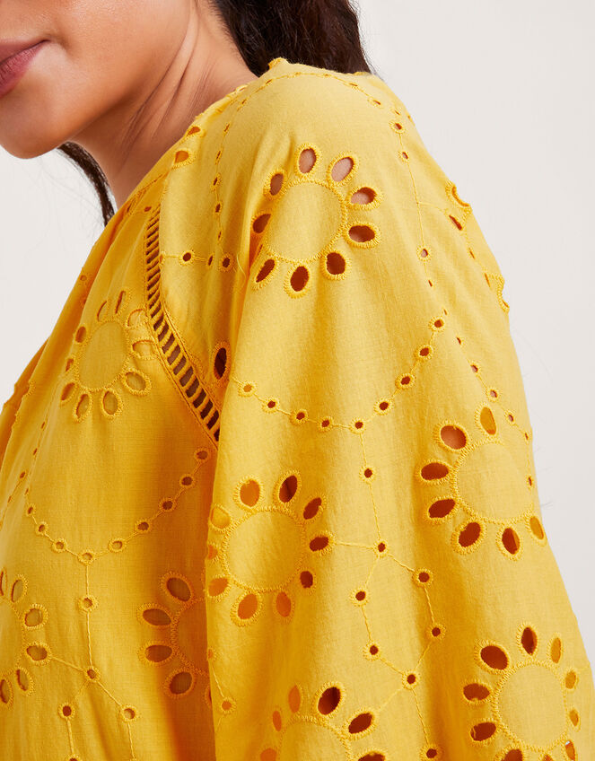 Tilly Broderie Dress, Yellow (YELLOW), large