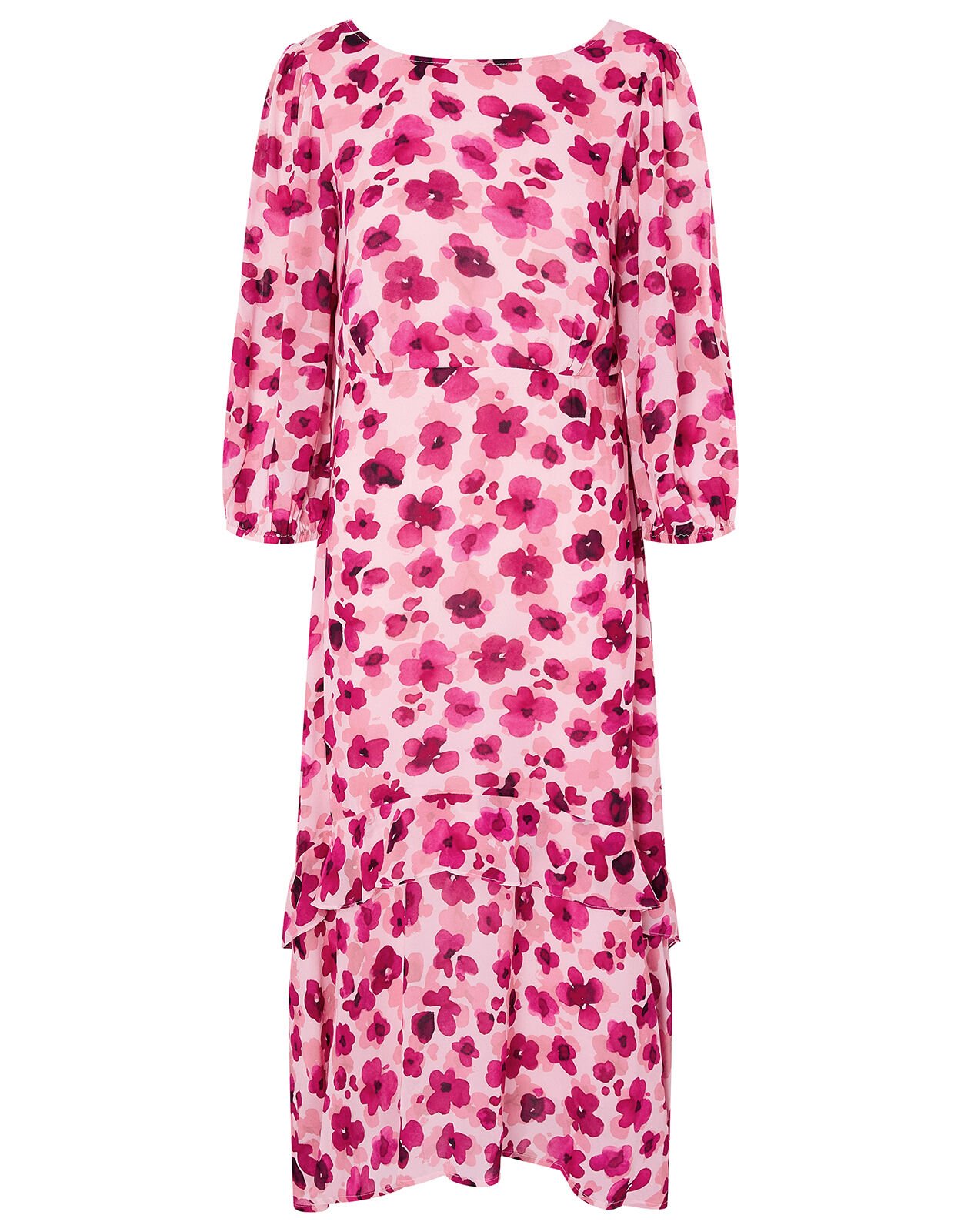 Pompea Poppy Print Midi Dress Pink
