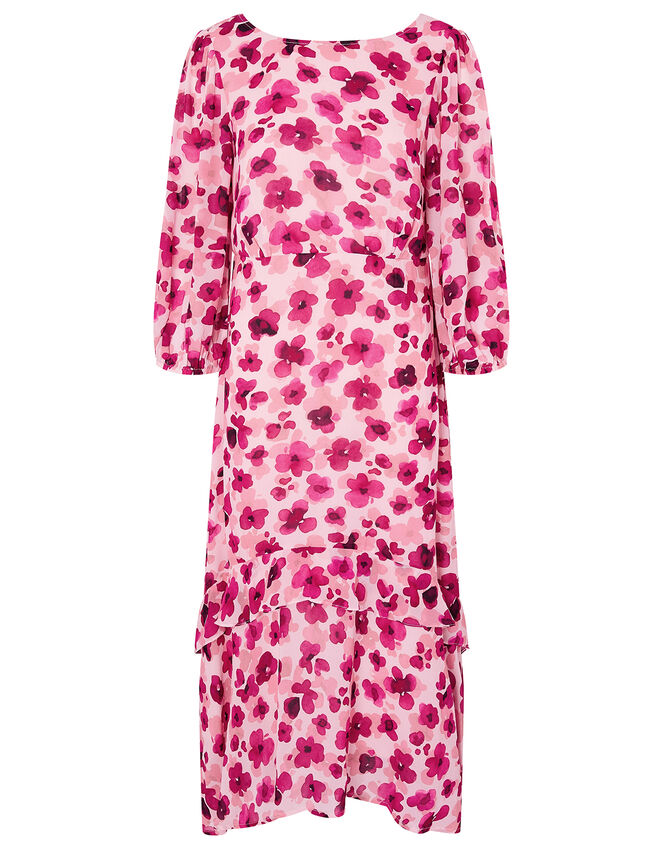 Pompea Poppy Print Midi Dress Pink | Pink Midi Dresses | Monsoon UK.