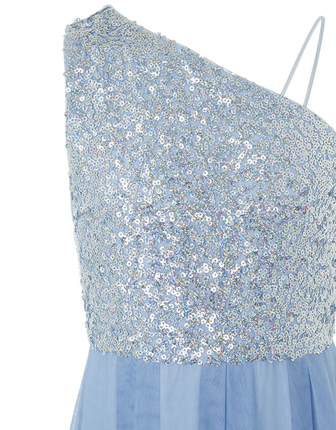 Eilish One-Shoulder Sequin Maxi Dress, Blue (PALE BLUE), large