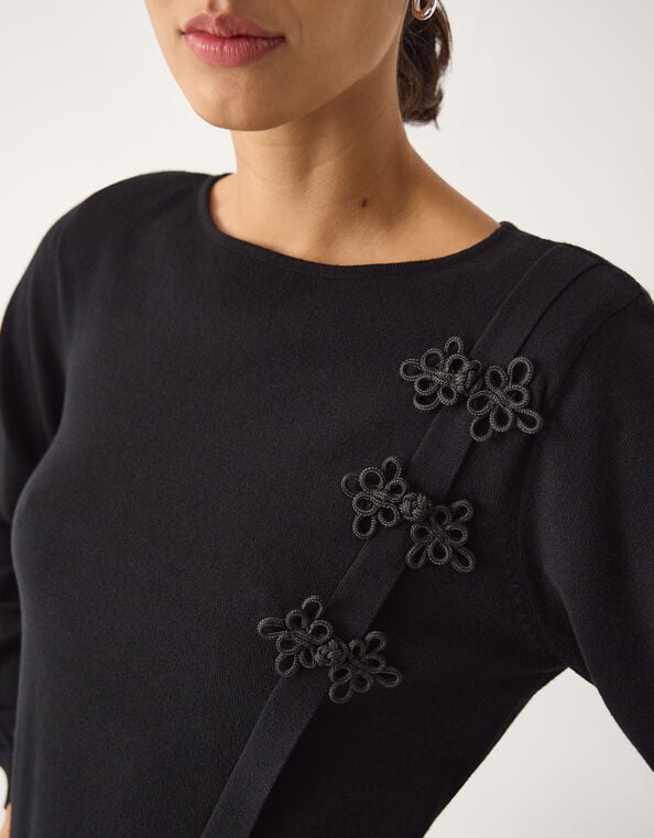 Sofia Asymmetrical Button Jumper, Black (BLACK), large