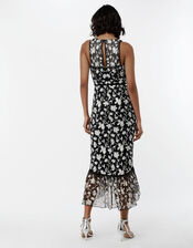 Victoria Floral Fishtail Dress, Black (BLACK), large
