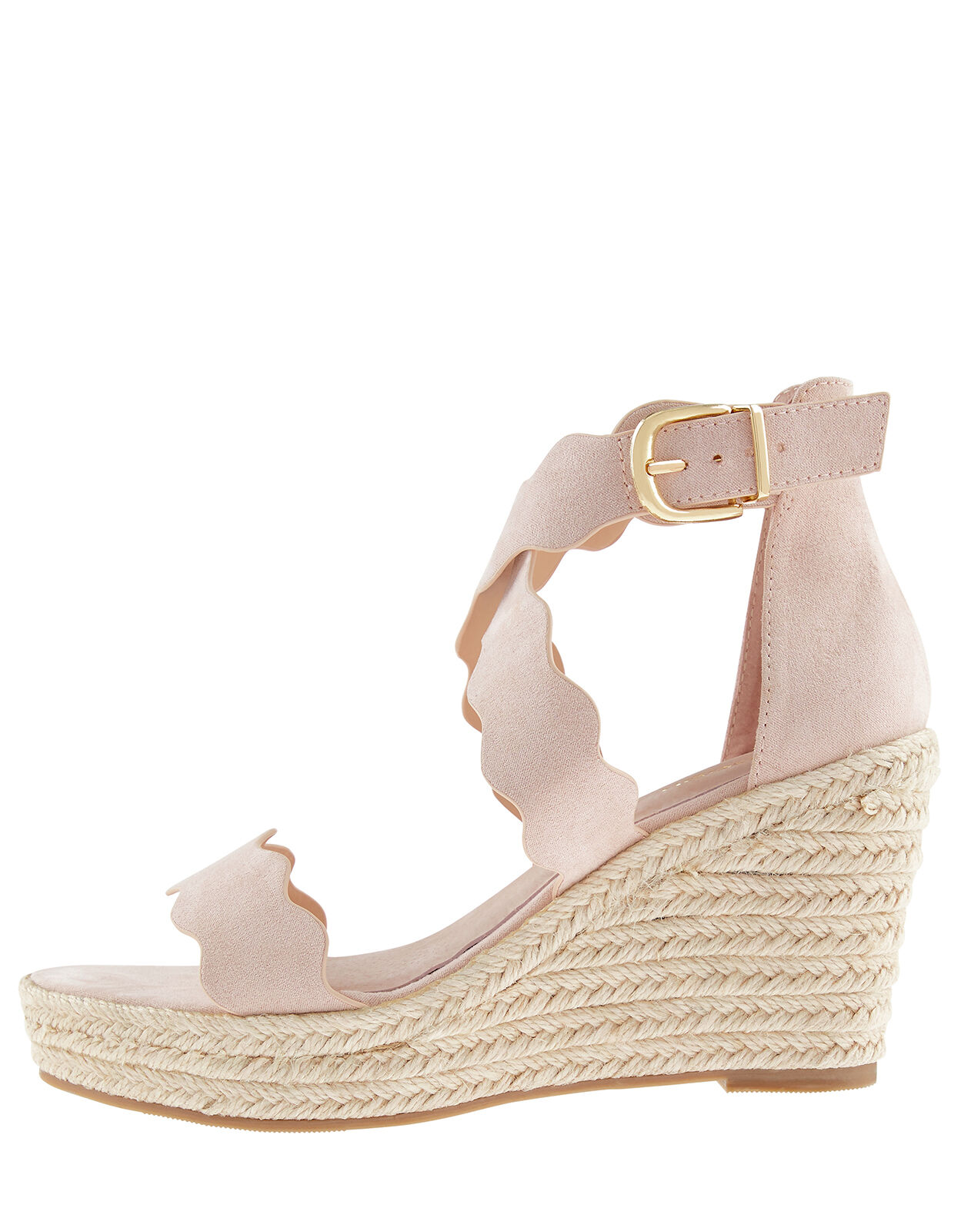 Sophie Scalloped Wedge Heel Sandals Nude