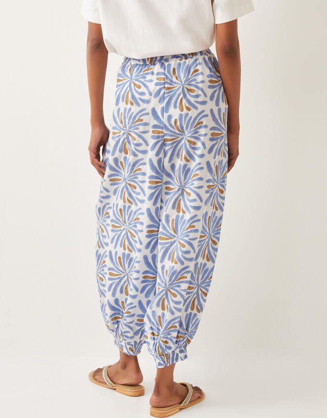Cece Woodblock Print Harem Trousers, Blue (BLUE), large
