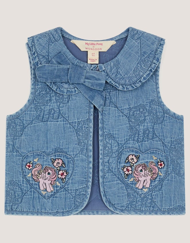 Monsoon x My Little Pony Chambray Quilted Waistcoat, Blue (BLUE), large