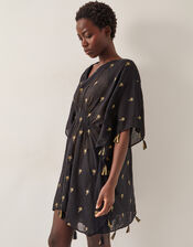 Ivy Palm Embroidered Kaftan, Black (BLACK), large