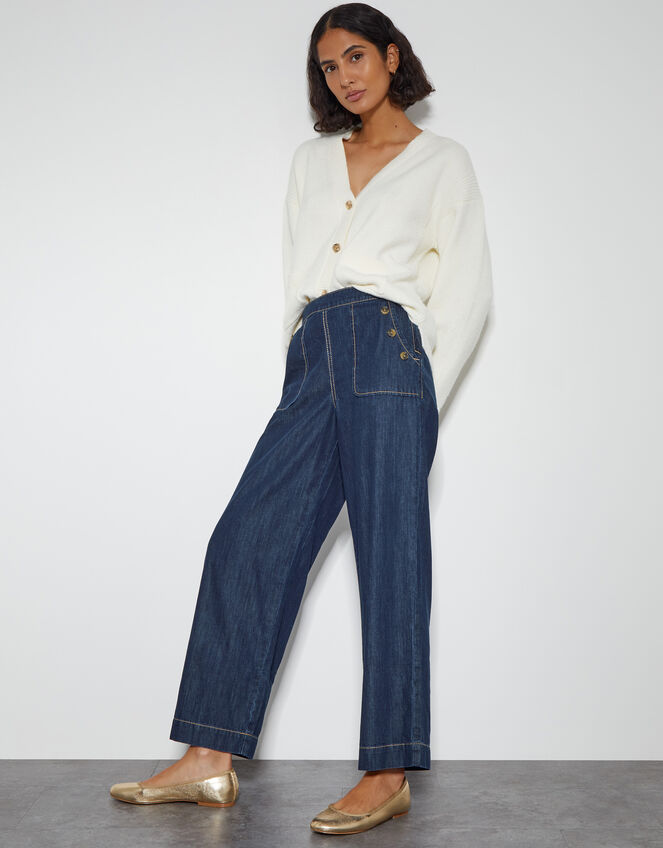 Harper Short Wide Leg Crop Jeans, Blue (INDIGO), large
