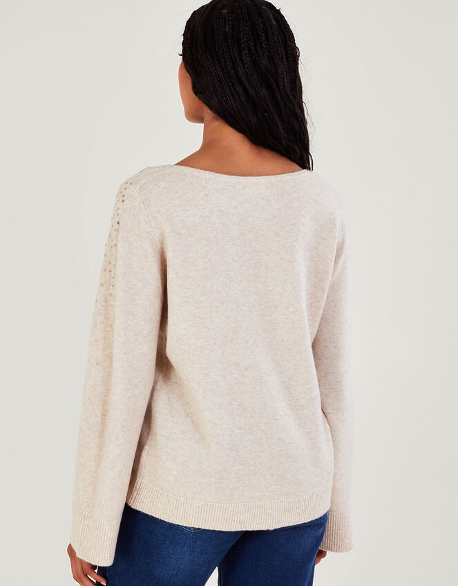 Serena Sequin Jumper, Camel (BEIGE), large