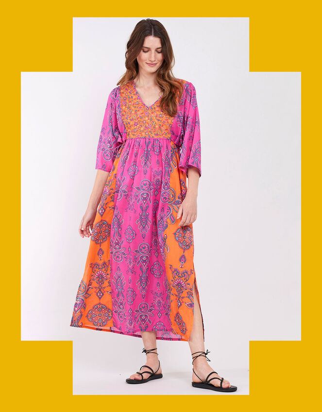 East Rian Print Kaftan, Pink (PINK), large