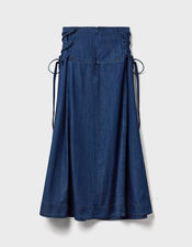 East Reyna Denim Midi Skirt, Blue (INDIGO), large