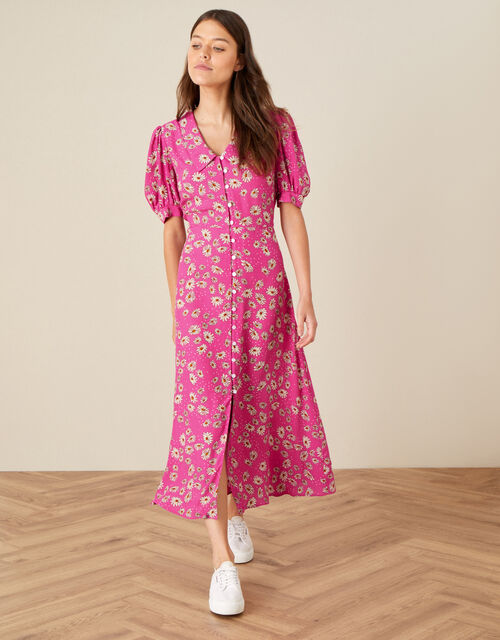 Sonya Floral Shirt Dress, Pink (PINK), large