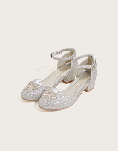 Glitter Butterfly Two-Part Heels, Silver (SILVER), large