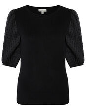 Melanie Puff Sleeve Jumper, Black (BLACK), large