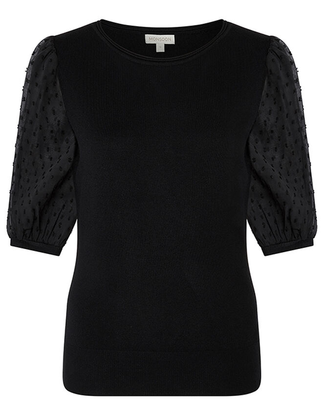 Melanie Puff Sleeve Jumper, Black (BLACK), large