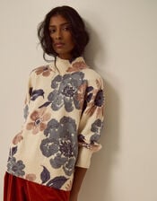 Olive High Neck Floral Jumper, Ivory (IVORY), large