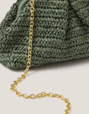 Lana Raffia Clutch Bag, Green (SAGE), large