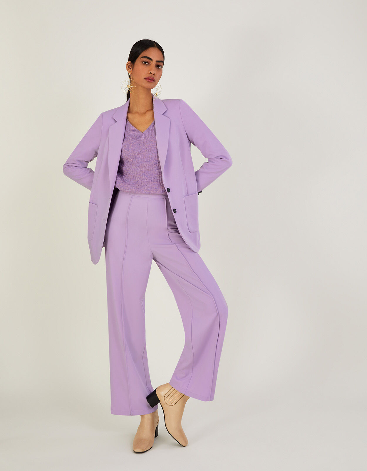 Lilac wide leg best sale trousers