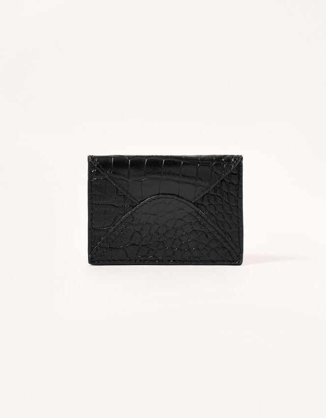 Croc Effect Leather Cardholder, , large