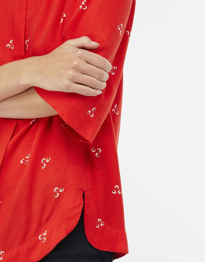 Monsoon- Annabelle Floral Print Top, Red (RED), large
