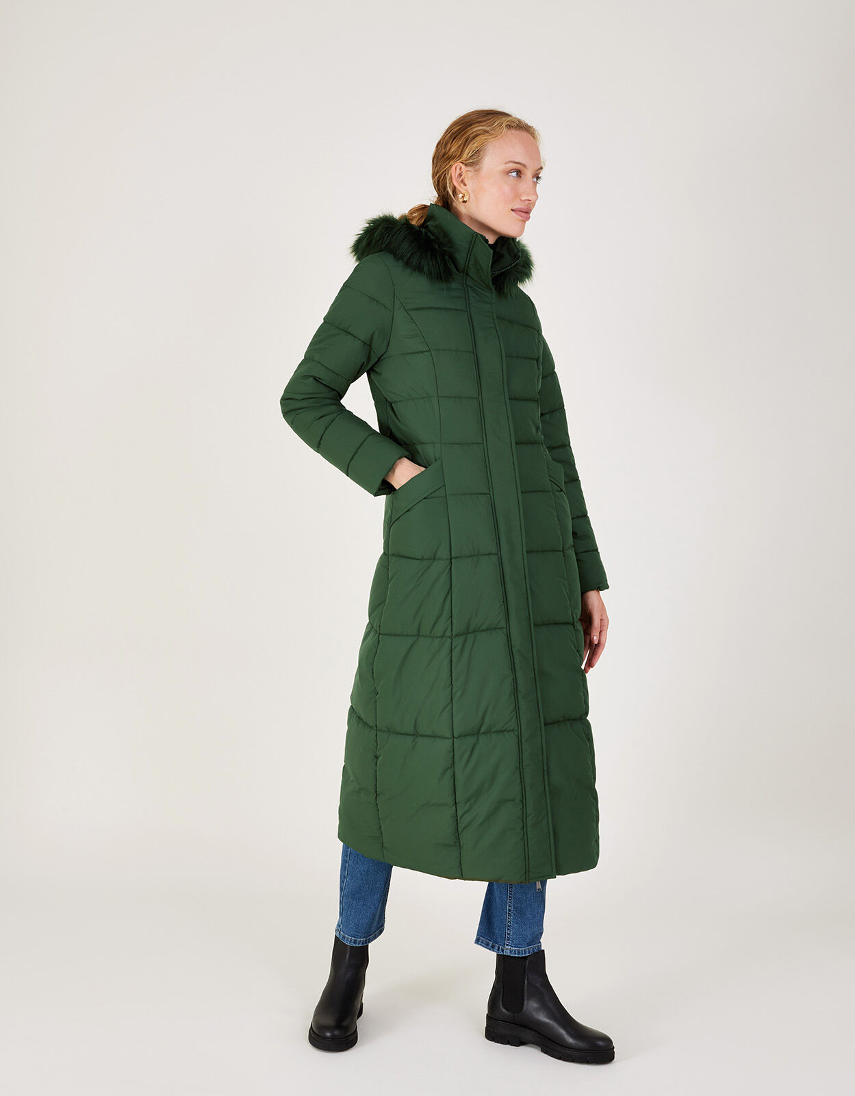 Morgan Hooded Padded Maxi Coat Green 