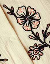 Floral Embroidered Bomber Jacket, Ivory (IVORY), large