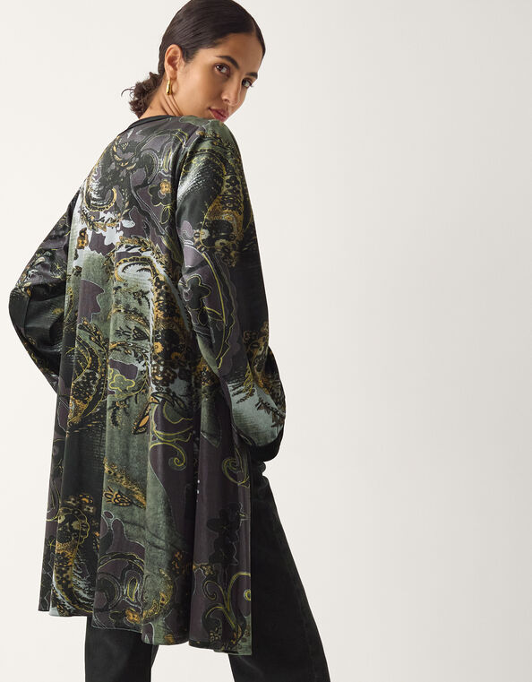 Delta Print Velvet Kimono, Black (BLACK), large