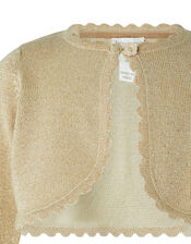 Baby Niamh Cropped Sparkle Knitted Cardigan, Gold (GOLD), large