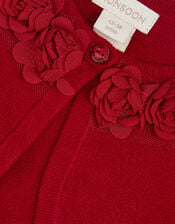 Baby Ottilie Appliqu&eacute; Rose Cardigan, Red (RED), large