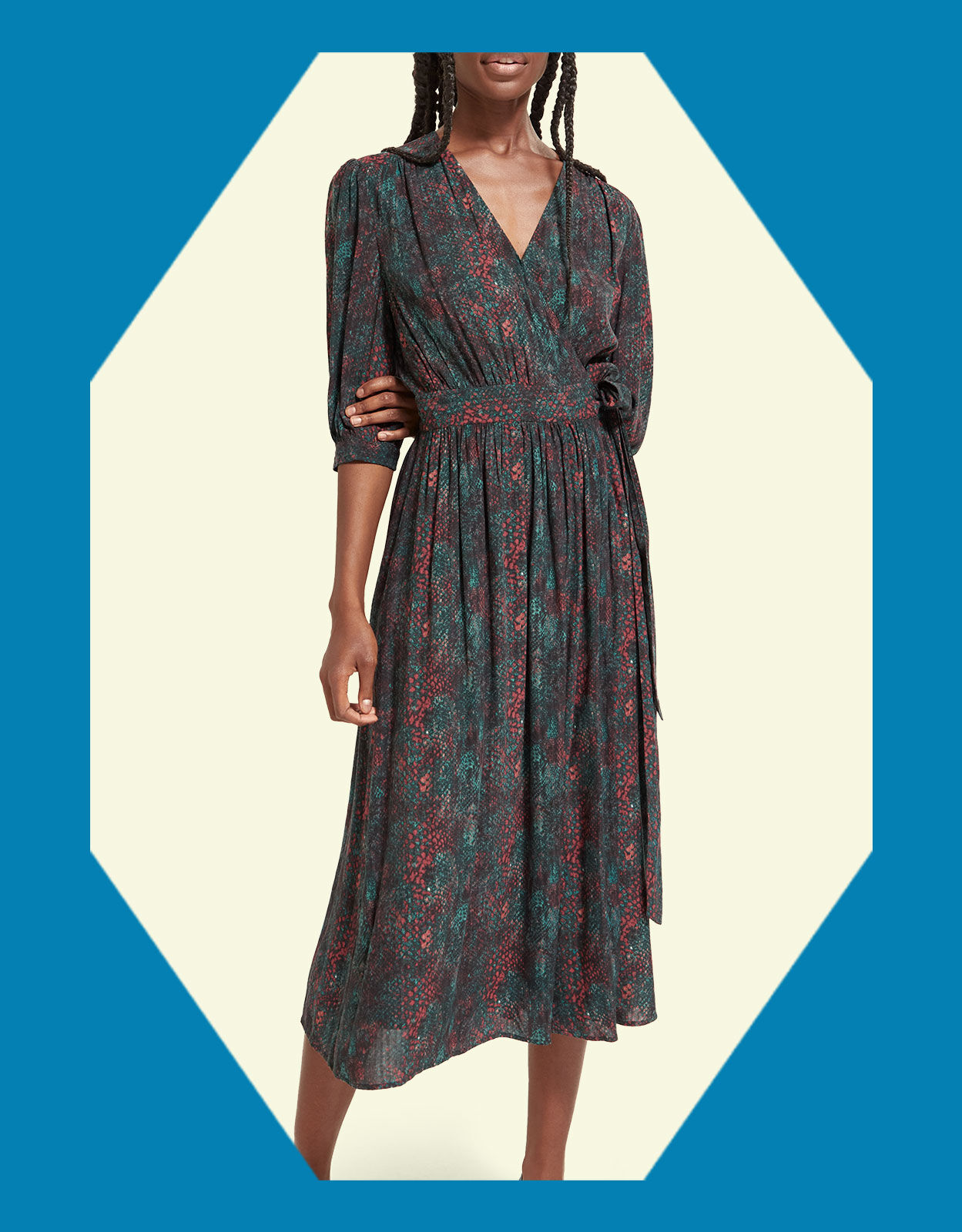 Scotch and Soda Snake Midi Dress Blue