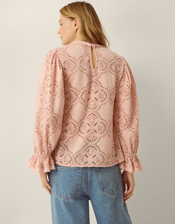 Imogen Lace Blouson Blouse, Pink (BLUSH), large