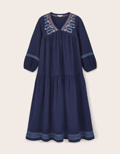 East Carita Hand-Embroidered Maxi Dress, Blue (NAVY), large