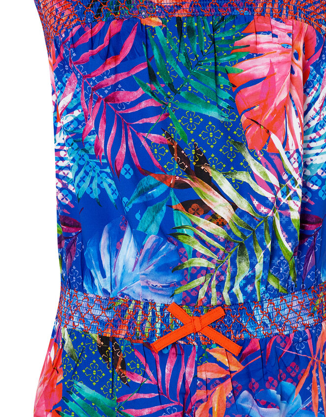 Dalida Printed Playsuit in Recycled Polyester, Blue (BLUE), large