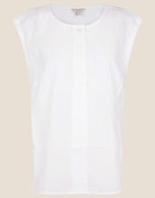 Sleeveless Top in Linen Blend, White (WHITE), large