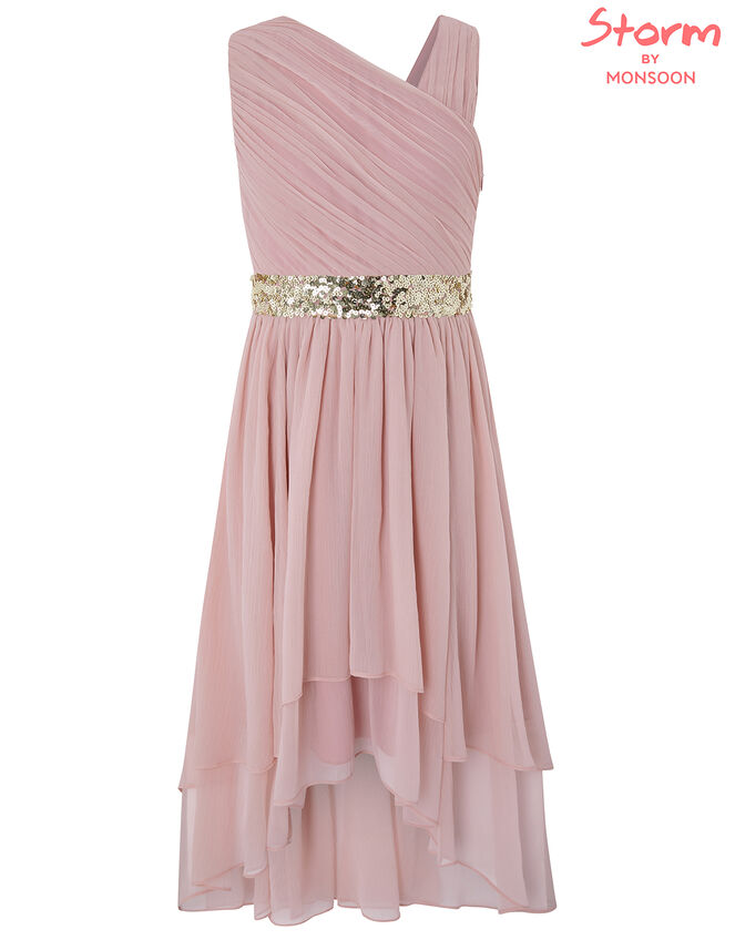 Abigail One-Shoulder Sequin Prom Dress, Pink (DUSKY PINK), large
