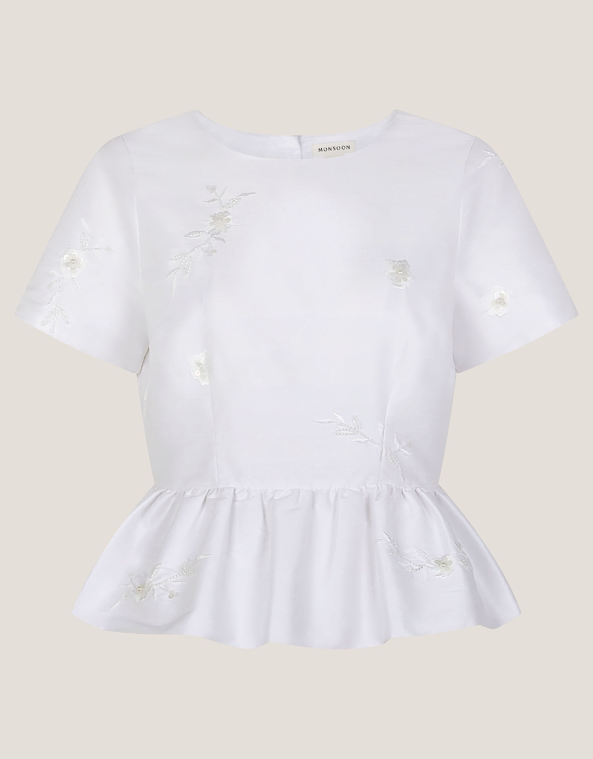 Eliza Floral Embellished Wedding Top, Ivory (IVORY), large