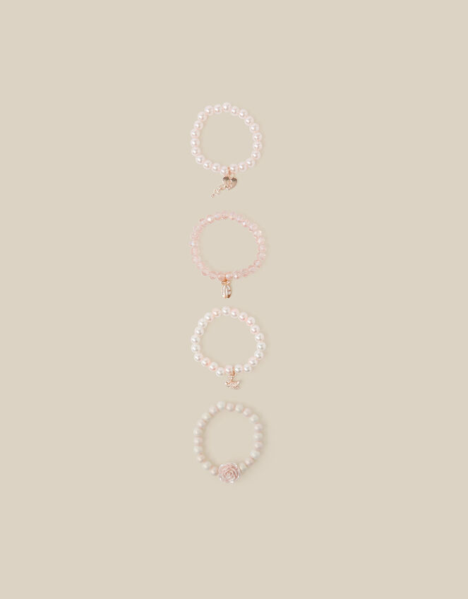 4-Pack Rose Pearl Bead Bracelets, , large