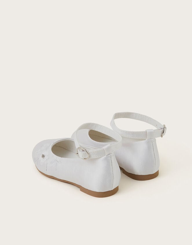 Communion Flower Ballet Flats, White (WHITE), large