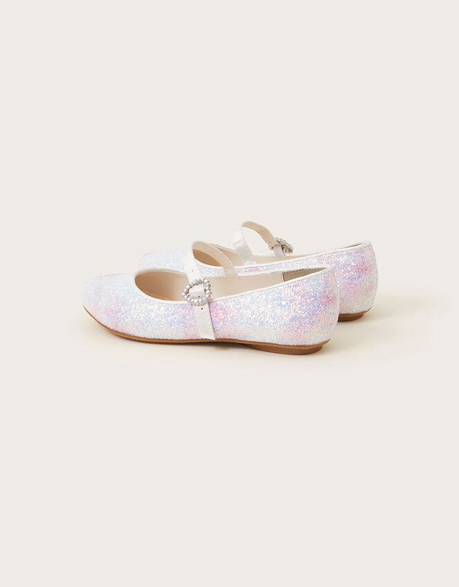 Ellie Ombre Glitter Ballerina Flats, Ivory (IVORY), large