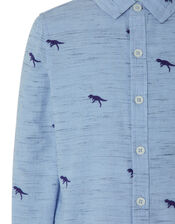 Harrison Dinosaur Cotton Shirt, Blue (NAVY), large